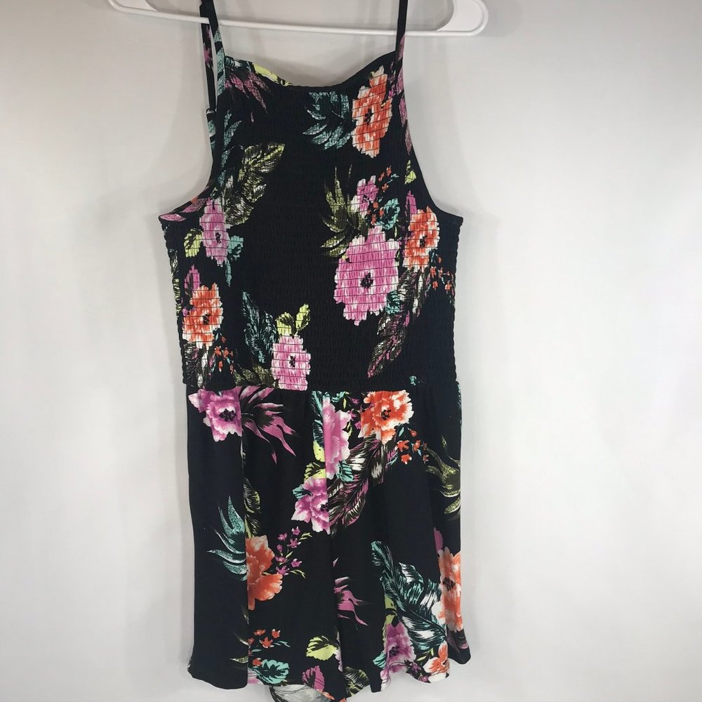 Derek Heart XL Black Floral Sleeveless Romper